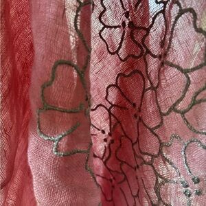 Whimsical sheer pink embroidered Barbie core fairy scarf